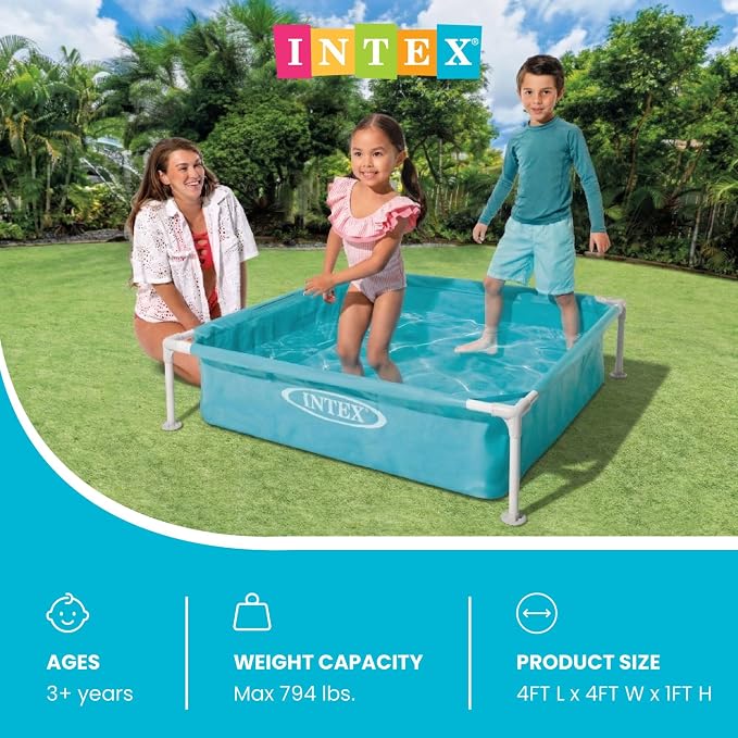 Intex 2 Pack 4ft x 12in Mini Frame Kiddie Beginner Swimming Pool, Ages 3 and Up, Blue