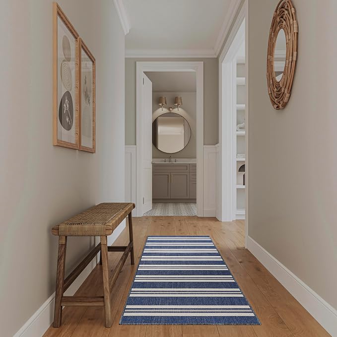 Nourison Home Horizon Indoor/Outdoor Navy 2'2" x 8' Area Rug - Easy Clean, Non Shedding, Bed Room, Living Room, Dining Room, Kitchen (8' Runner)