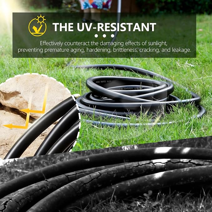 5/8" x 30ft Garden Hose, -40℉ To 190℉ Hot/Cold, Heavy Duty,Flexible, 300psi Working, 1000psi Burst, 3/4" Brass Fittings with Hose Protector Coil Spring for Outdoor,Yard, Farm