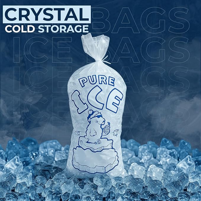 Ice Bags 10 lb with Twist Ties, 1000 Count – Heavy Duty Bulk Plastic Ice Bags for Commercial Use in Convenience Stores, Gas Stations & Restaurants – By Interplas