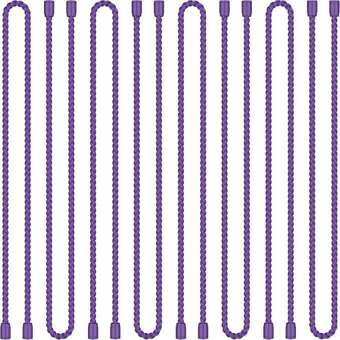 8PCS 18-Inch Silicone Cable Ties, Bendable Rubber Twist Ties, Reusable Twist Ties for Cords, gear ties for Organizing, Bundling (Purple)