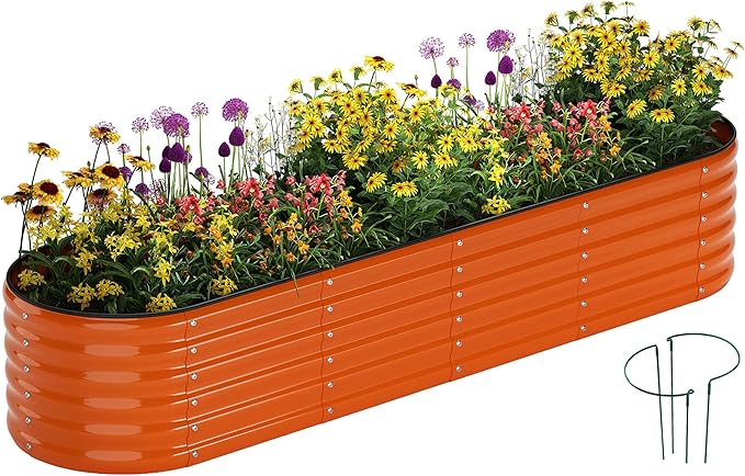 ZFHgarden Galvanized Metal Planter Raised Garden Bed Kit for Gardening Outdoor，8x2x1ft Planter Grow Garden Box Raised Flower Bed，Long Vegetable Clearance Herb Raised Garden Beds for Gardening