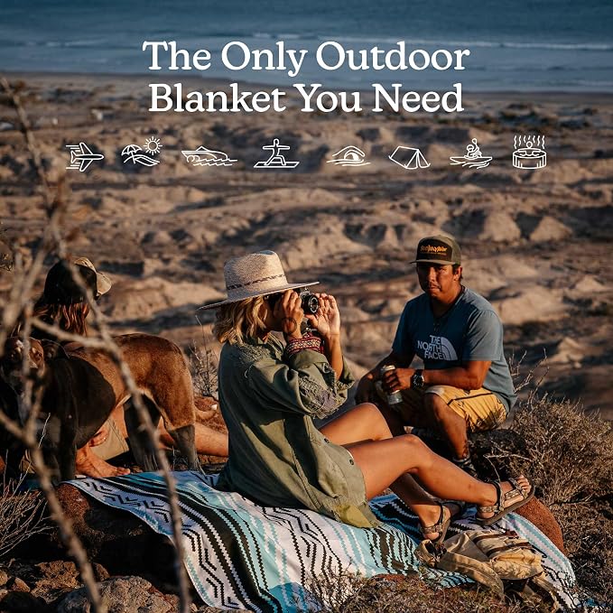 Nomadix Festival Blanket - Perfect for Picnics, Camping, & Lawn Seating - Plush Top & Water Resistant Base - Made with Post Consumer Recycled Materials - Barton Blue - 60x72
