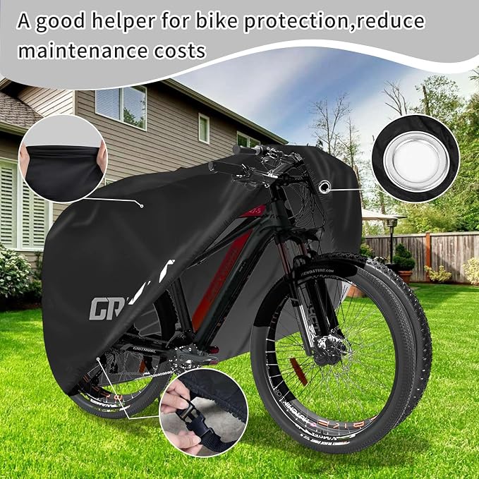 Bike Covers Outdoor Storage Waterproof. It Comes in 3 Colors and 2 Sizes. The Bike Cover is Equipped With a Bike Chain Lock