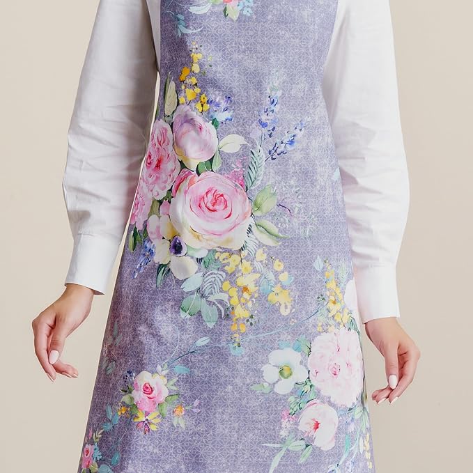 Maison d' Hermine Aprons for women with Pocket 100% Cotton (27.50"x31.50") | Adjustable Neck Strap & long ties Apron Men Chef Wedding Cooking Gardening Server Maid