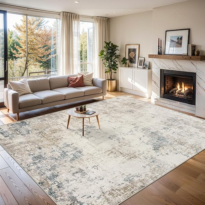 PLHXFR Area Rug Living Room: 5x7 Modern Abstract Washable Carpet Multi | For Bedroom Dining Room Farmhouse Nursery Home,Machine washable,Non Slip,Large Soft Neutral,Stain Resistant, Indoor Floor