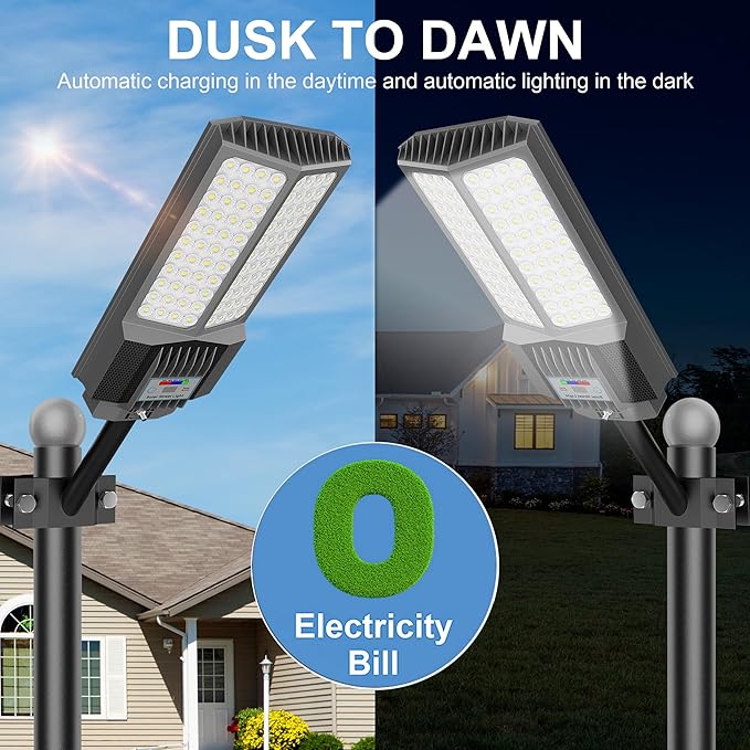 loyoele Solar Street Lights Outdoor,750000Lm Solar Parking Lot Lights Commercial Street Light Dusk to Dawn,7000K LED Security Flood Light with Motion Sensor and Remote Control for Street,Court,Yard