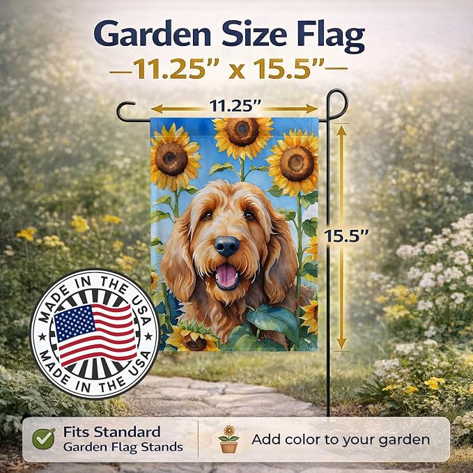 Caroline's Treasures DAC6130GF Otterhound in Sunflowers Garden Flag Mailbox Flag Decorative Yard Flag Banner Outside Patio Artwork Yard Flower Beds, Garden Size, Multicolor