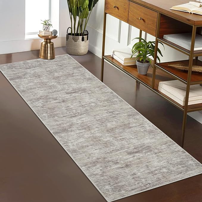 GarveeHome Washable Runner Rug for Kitchen 2x6 Hallway Runner Rug Non Slip, Modern Solid Color Area Rugs Non Shedding Low Pile Contemporary Carpet for Bathroom, Entryway, Bedroom, Camel