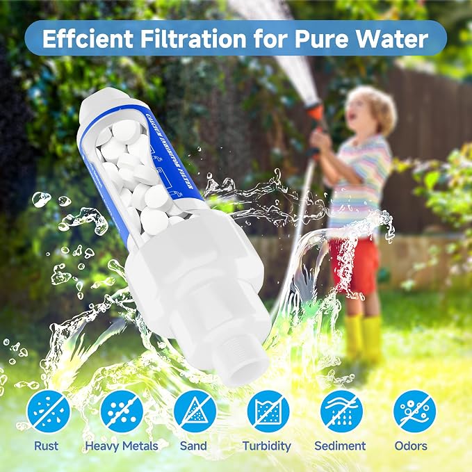 2 Pieces Calcium Inhibitor Filter for 3/4" Standard Garden Hose and Faucets, Inline Sediment Anti-Scale Mister Filter for Outdoor Misting System Mist Nozzle