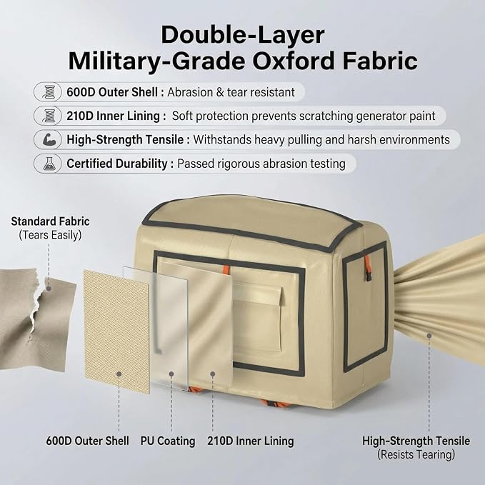 Generator Covers While Running, 21.7"L x 13.8"W x 17.4"H, Compatible With Honda EU3200i, EU2000i, Champion, Westinghouse 2200, WEN 56235i, and Pulsar G2319N Generators,Khaki