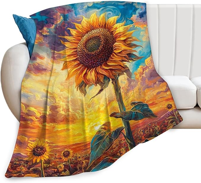 Sunflower Throw Blanket Sunflower Gifts for Girls Women Men Boys Plush Cozy Flannel Fleece Fuzzy Party Blankets Decor 60"X50"