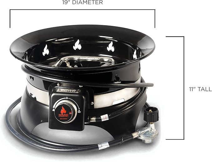 Outland Living Firebowl 870 Premium 19” Auto-Ignition Smokeless Propane Fire Pit – Outdoor Gas Fire Pit with Cover & Carry Kit, 58,000 BTU, Black
