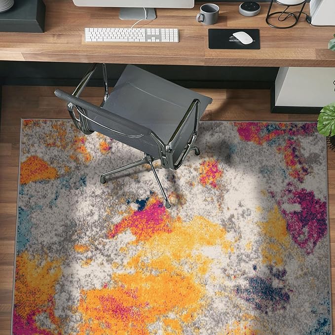 Rugshop Modern Abstract Living Room Non-Shedding Area Rug Multi 3'3" x 5' | Rectangular, Size 3'3" x 5', Bedroom, Dining Room, Home Office, Kitchen, Entryway, Hallway, Nursery, Kids Room, Guest Room