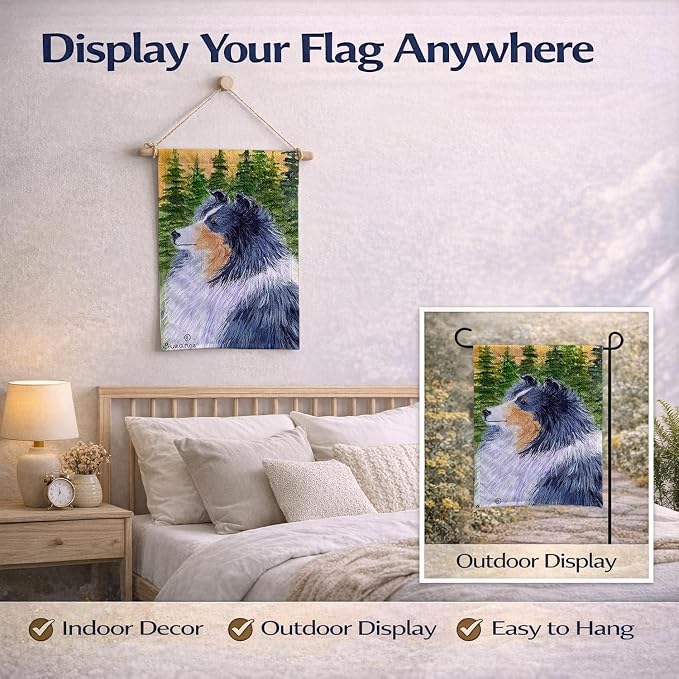 Caroline's Treasures SS8142GF Sheltie Garden Flag Mailbox Flag Decorative Yard Flag Banner Outside Patio Artwork Yard Flower Beds, Garden Size, Multicolor