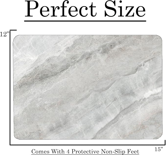 Gray Marble Kitchen Glass Cutting Board Ocean Decorative Gift Marbled Granite Stone Rock Gift For Her Mom Wife (Gray Marble)