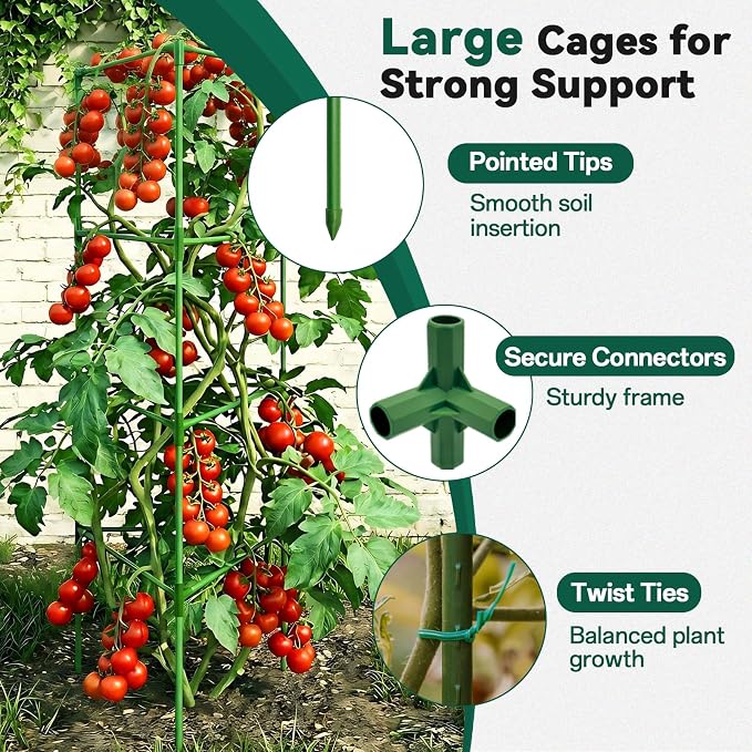 Halatool 3 Pack Tomato Cages for Graden 60 Inch, Adjustable Metal Tall Heavy Duty Tomato Trellis Plant Support, Tomatoes Stakes for Climbing Vegetables Flowers Fruits