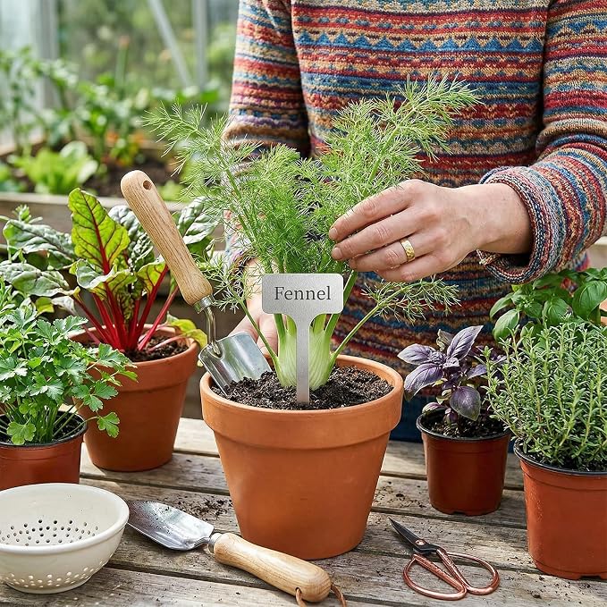 Stainless Steel Plant Labels Set, 20 Pack Waterproof Metal Garden Markers with 2 Pens, 13-Inch Rust-Proof Tags for Vegetables Flowers Indoor Outdoor Use