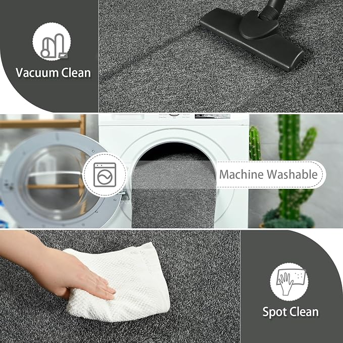 AROGAN 5x7 Area Rugs for Living Room Non Slip Bedroom Rug, Black & White | Modern Area Rugs with Soft Memory Foam, Minimalist Washable Indoor Floor Carpet for Dorm Dining Room Office Kids Playroom