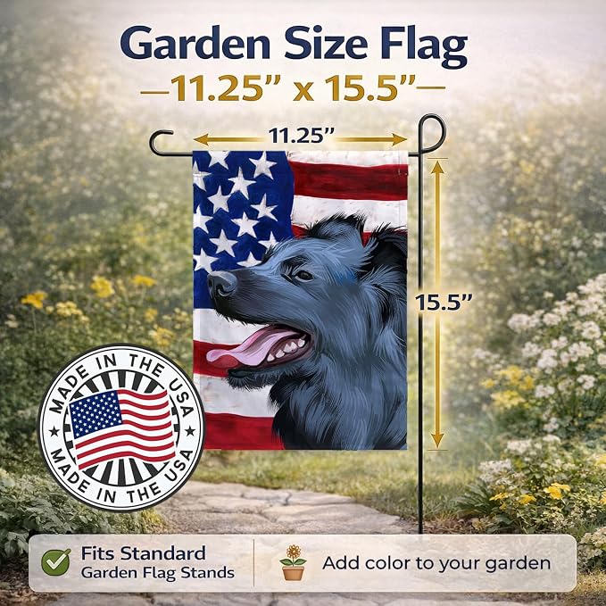 Caroline's Treasures CK6497GF Croatian Sheepdog Dog American Flag Garden Flag Mailbox Flag Decorative Yard Flag Banner Outside Patio Artwork Yard Flower Beds, Garden Size, Multicolor