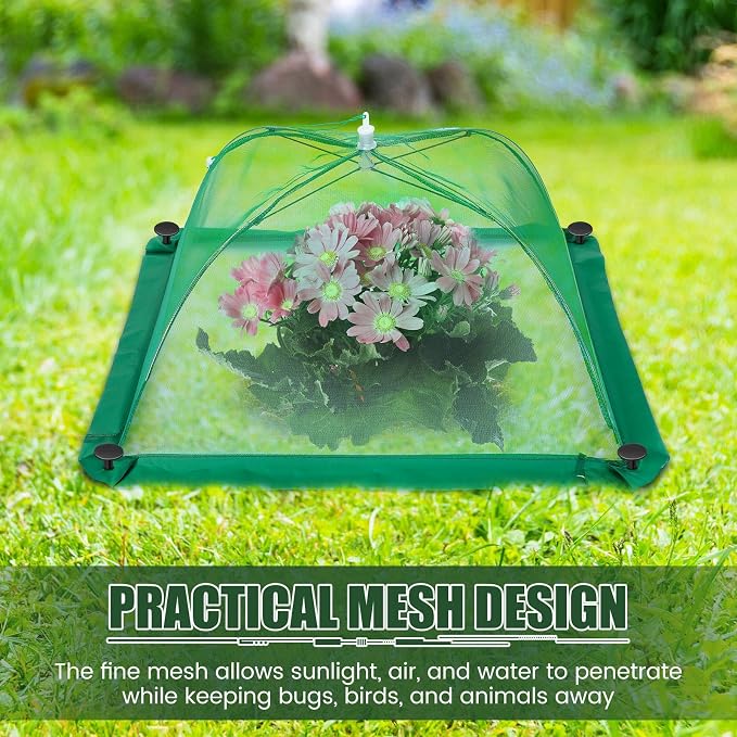FillTouch 20 Pcs 17 Inch Mesh Plant Cover Plant Protectors from Animals Outdoor Plants Tent for Vegetables Pop up Net Garden Netting Cover Collapsible Plants Umbrella to Keep Small Animals Out