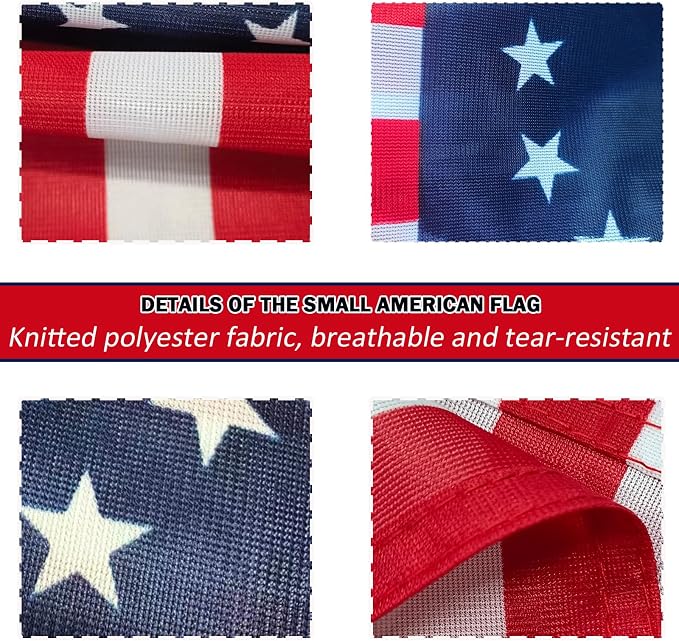 Betsy Ross Flags on Stick 6-Pack, 12x18 Inch 13 Star American Handheld Flag with Stainless Steel Telescopic Pole, Small USA Flags for 250th Anniversary July 4th Parade Patriotic Decorations