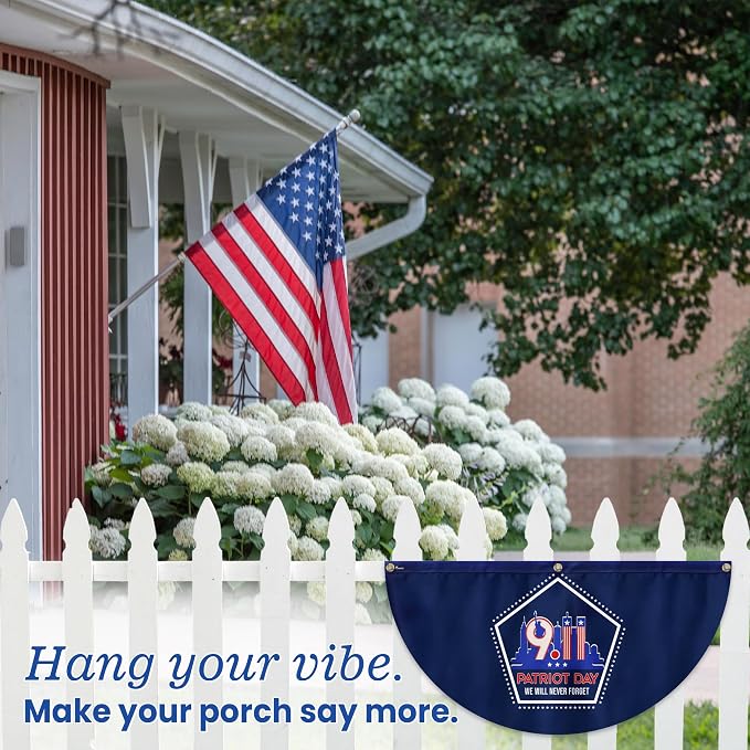 FLAGWIX American 9/11 Flag Patriot Day - Non-Pleated American Bunting Flags Outdoor 3x6 ft (Pack 1) - 911 Flag Patriotic Decorations, Outside Decorations for Yard, Patriotic Flags for Garden Decor