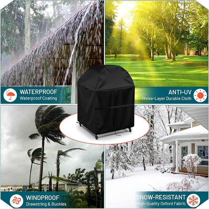 Outdoor Pizza Oven Table Cover for Ooni Oven and Medium Table, Waterproof Outdoor Grill Table Covers Pizza Oven Stand Covers (Cover Only) - 32''Lx24''Wx50''H / 83x63x127 cm, Black