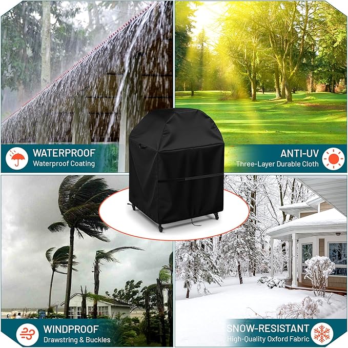 Outdoor Pizza Oven Table Cover for Ooni Oven and Large Table, Waterproof Outdoor Grill Table Covers Pizza Oven Stand Covers (Cover Only) - 32''Lx32''Wx52''H / 83x83x132 cm, Black