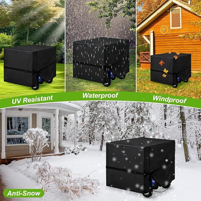 DVBB Shield Waterproof Universal Generator Cover 26 x 20 x 20 inch with Windproof Strap Buckles for Most Generators 3000-5000 Watt, Black