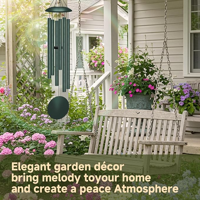 45" Large Wind Chimes for Outside, 6 Thick and Bold Aluminum Tubes Tuned Relaxing Melody Wind Chime Deep Tone, Big Wind Chimes for Garden Patio Decor, Great Gift Idea for Mother's Day (Forest)