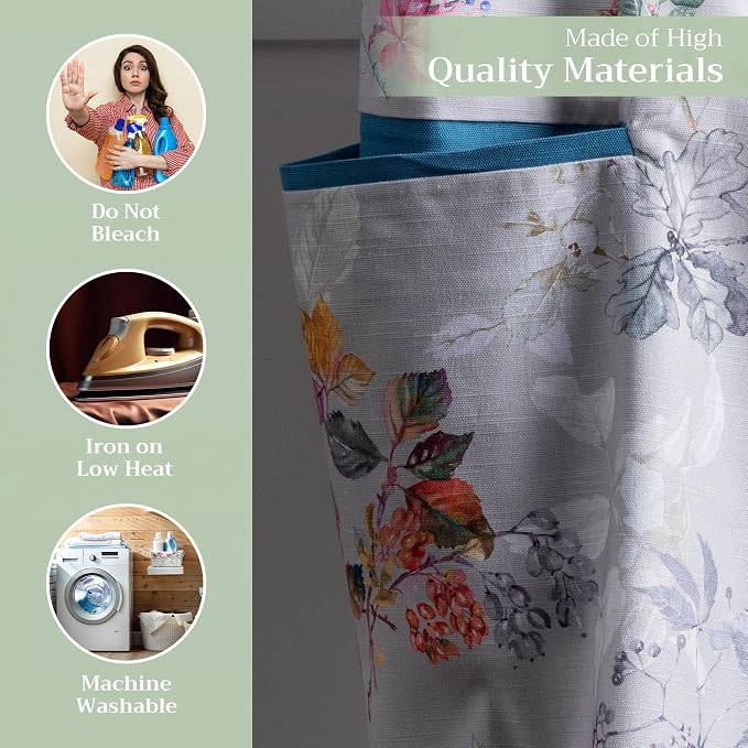 Maison d' Hermine Aprons for women with Pocket 100% Cotton (27.50"x31.50") | Adjustable Neck Strap & long ties Apron Men Chef Wedding Cooking Gardening Server Maid