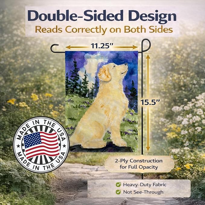 Caroline's Treasures SS8977GF Golden Retriever Garden Flag Mailbox Flag Decorative Yard Flag Banner Outside Patio Artwork Yard Flower Beds, Garden Size, Multicolor