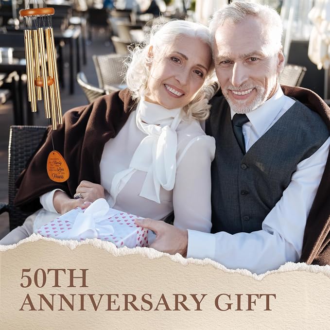 Leebbsin 50th Wedding Anniversary Wind Chime, Happy 50th Anniversary Romantic Gifts for Couple, Parents, Wife, Husband, Friends, Golden Anniversarys Keepsake Gifts Ideas | Happy 50th Anniversary Romantic Gifts for Couple, Parents, Wife, Husband, Friend...