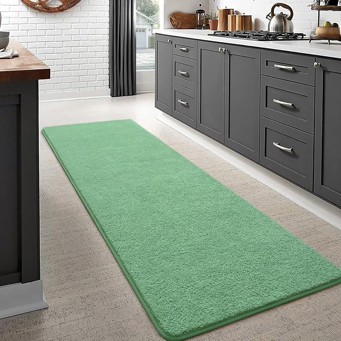 Keeko 2x6 Area Rugs for Living Room,Soft Washable Memory Foam Bedroom Rug | Indoor Throw Rug Low Pile Minimalist Non Slip Carpet for Kids Nursery Classroom Dorm Room Home Decor Sage Green