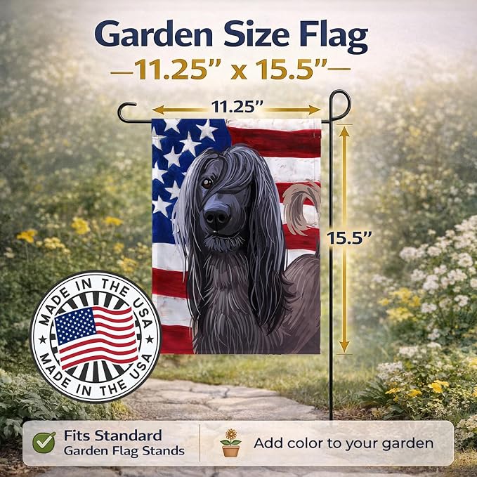 Caroline's Treasures CK6732GF Taigan Dog American Flag Garden Flag Mailbox Flag Decorative Yard Flag Banner Outside Patio Artwork Yard Flower Beds, Garden Size, Multicolor