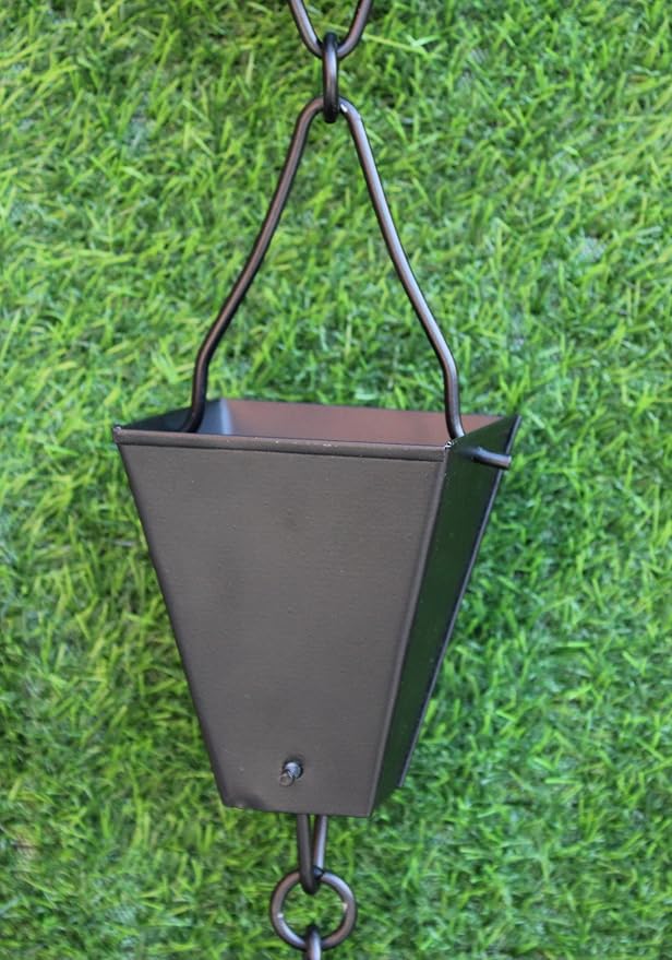 KAM Home Bronze Tapered Square Cups Rain Chain with Installation Kit (Black, 14)