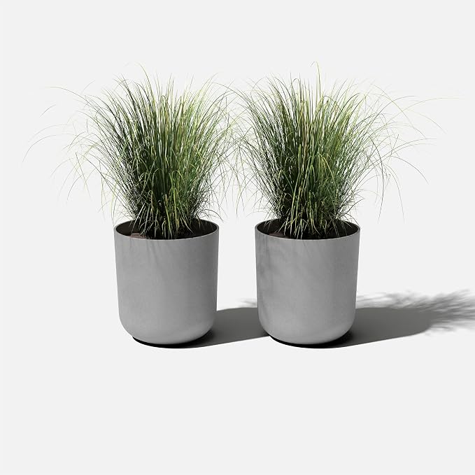 Veradek Mason Series Lima Planter - Round Planter for Indoor or Outdoor Porch/Garden | Made from Plastic-Stone Composite with Drainage Holes | Modern Décor for Succulents, Flowers, Small Plants