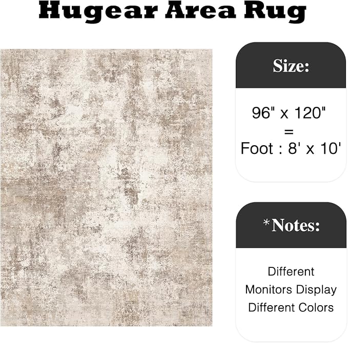 8x10 Brown Modern Abstract Washable Area Rug for Living Room | Low Pile, Non Slip, Modern Abstract Style, Soft Large Area Rug for Living Room, Bedroom, Dining Room, Office, Home Decor