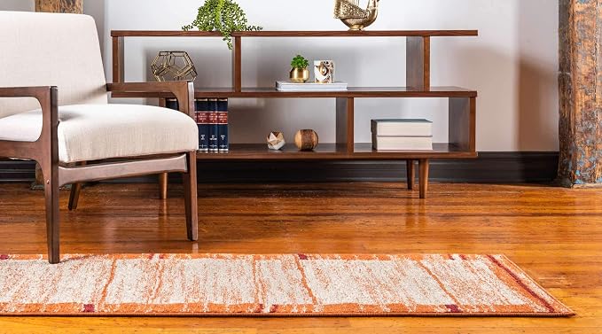Unique Loom Autumn Collection Modern Contemporary Casual Abstract Area Rug (Beige/ Terracotta Rustic, 2 x 6 ft Runner)