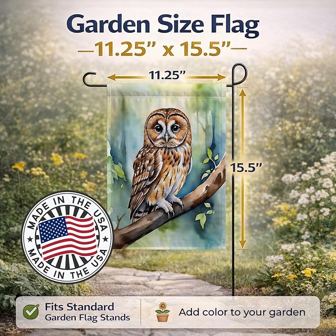 Caroline's Treasures Tawny Owl Garden Flag Mailbox Flag Decorative Yard Flag Banner Outside Patio Artwork Yard Flower Beds, Garden Size, Multicolor