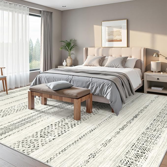 Miukiki 10x14 Area Rugs for Living Room Non Slip Washable Rug Grey | Soft Low Pile Indoor Extra Large Floor Carpet Stain Resistant Machine Washable Rug for Bedroom Dining Room 10'x14'
