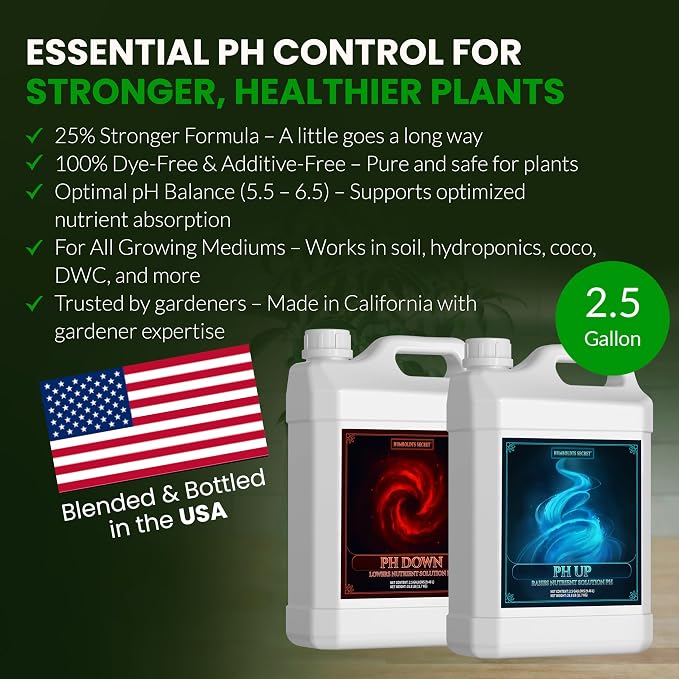 Humboldts Secret pH Up and pH Down Control Kit | Liquid Nutrient Solution Balancer for Plants | for Soil, Hydroponic, Coco, and DWC Systems | Supports Nutrient Absorption and Growth | 2.5 Gallon