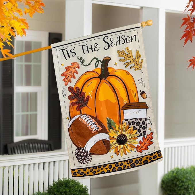 Evergreen Flag Fall Garden Flags Double Sided, Garden Flags for Outside Autumn Decorations for Home, Porch, Yard (Tis' The Season, 28x44 inch)