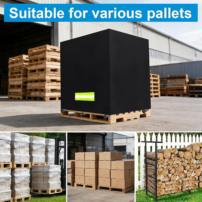 Pallet Cover Tarp Waterproof, Pallets Covers Heavy Duty Waterproof bulk Pallet Covers 48 x 42 x 48'' Outdoor Tarps Bulk Box Cover 48 x 42 x 48'' Custom Black Fits Wood Patio Furniture