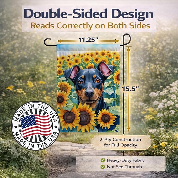 Caroline's Treasures DAC6119GF Manchester Terrier in Sunflowers Garden Flag Mailbox Flag Decorative Yard Flag Banner Outside Patio Artwork Yard Flower Beds, Garden Size, Multicolor