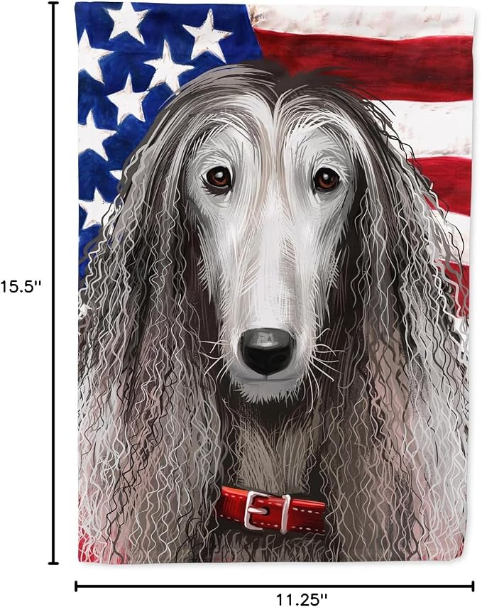 Caroline's Treasures CK6383GF Afghan Hound American Flag Garden Flag Mailbox Flag Decorative Yard Flag Banner Outside Patio Artwork Yard Flower Beds, Garden Size, Multicolor