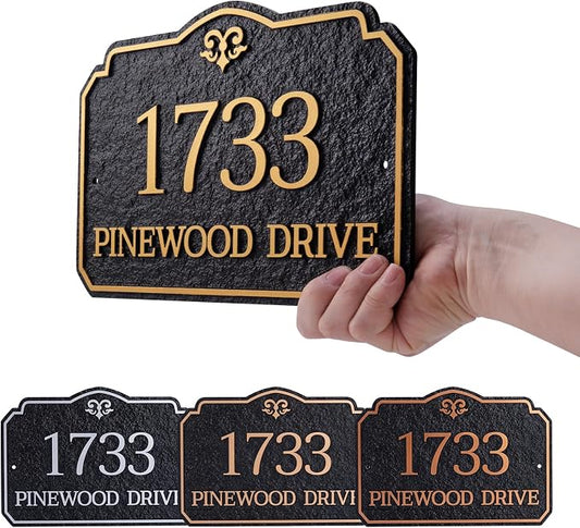 Personalized Address Plaque,Custom Address Sign for House,Home,Street, Yard, Garden,Apartment,Hotel,Office,Driveway Outside House Number Sign,STYLE 4