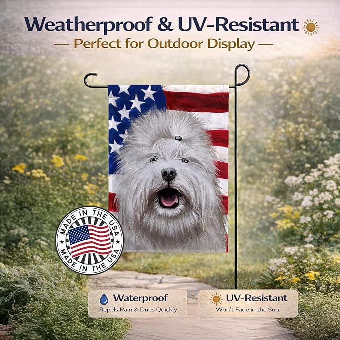 Caroline's Treasures CK6495GF Coton de Tulear Dog American Flag Garden Flag Mailbox Flag Decorative Yard Flag Banner Outside Patio Artwork Yard Flower Beds, Garden Size, Multicolor