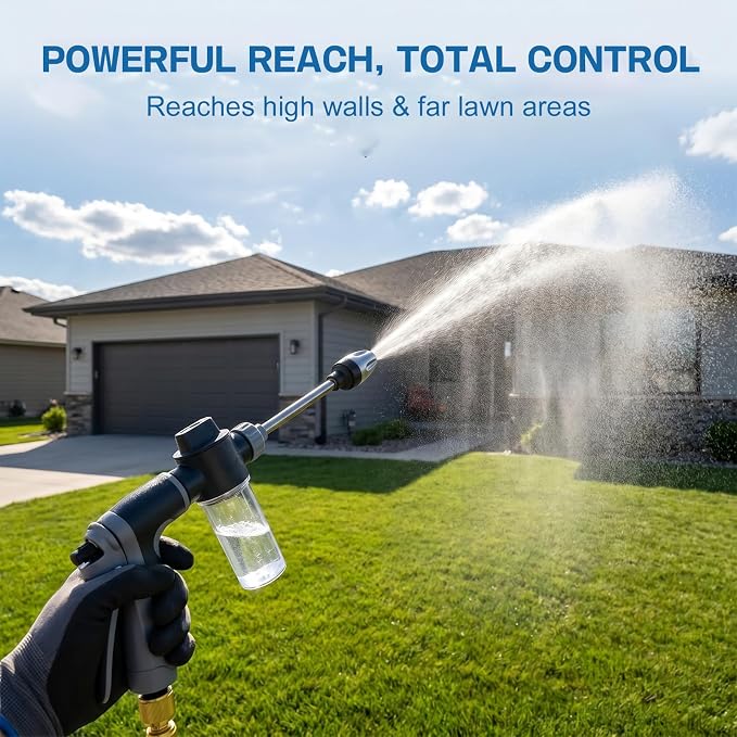 Pressure Washer Gun, High Pressure Hose Nozzle with 360° Rotating Head, 3 Adjustable Spray Modes, Power Washer Nozzle for 3/4" Garden Hose, Suitable for Car Yard Patio Pets Washing